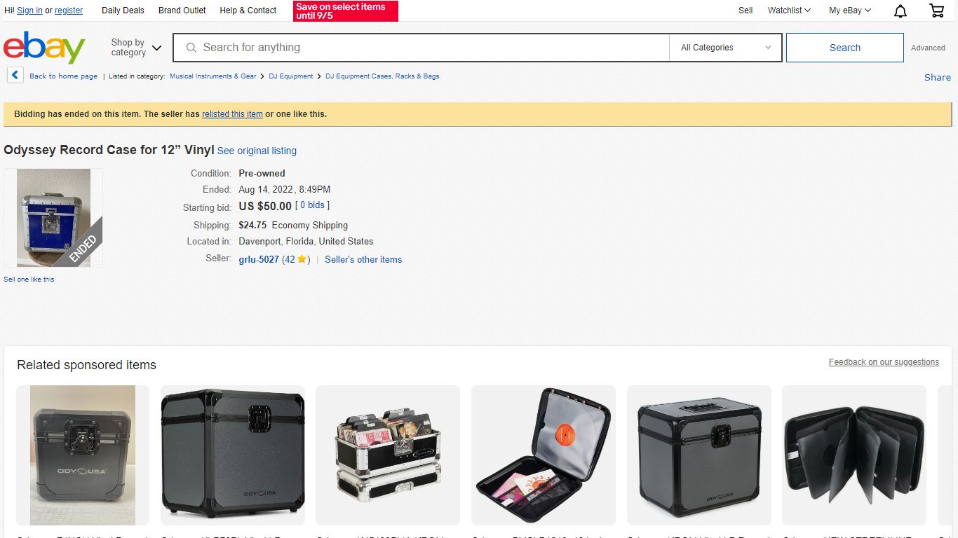 Odyssey Record Case for 12” Vinyl | eBay